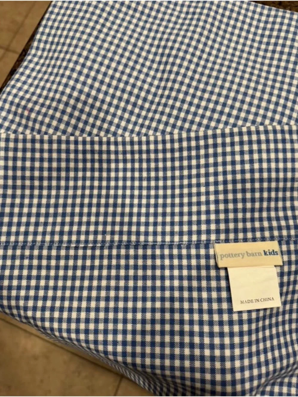 Pottery Barn Kids Blue and White Gingham Cotton Top